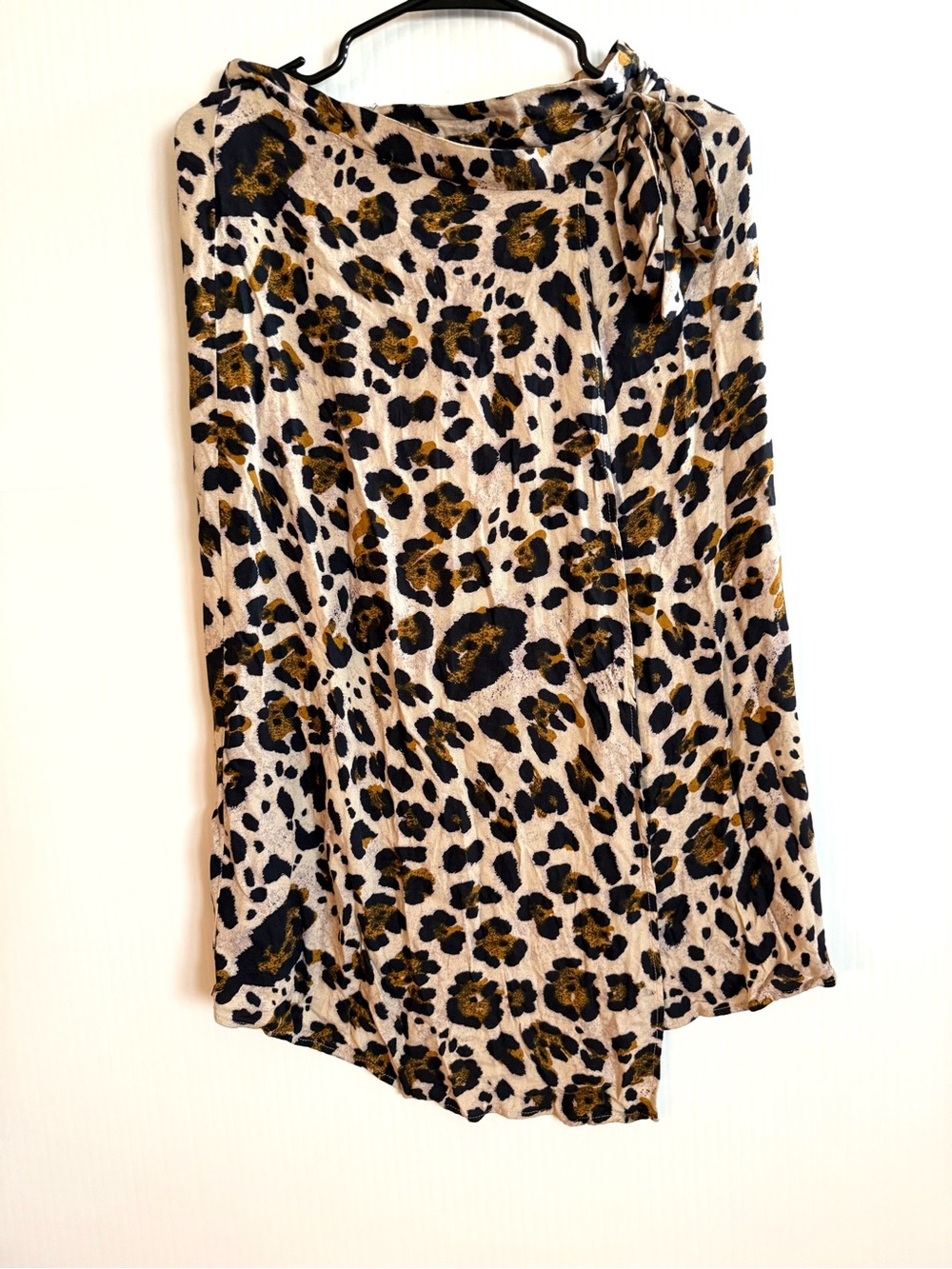 Leopard Print Wrap Midi Skirt - Black & Tan by Urban Romantics Sz Small